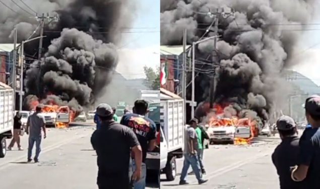 Auto con pirotecnia se incendia en Tultepec